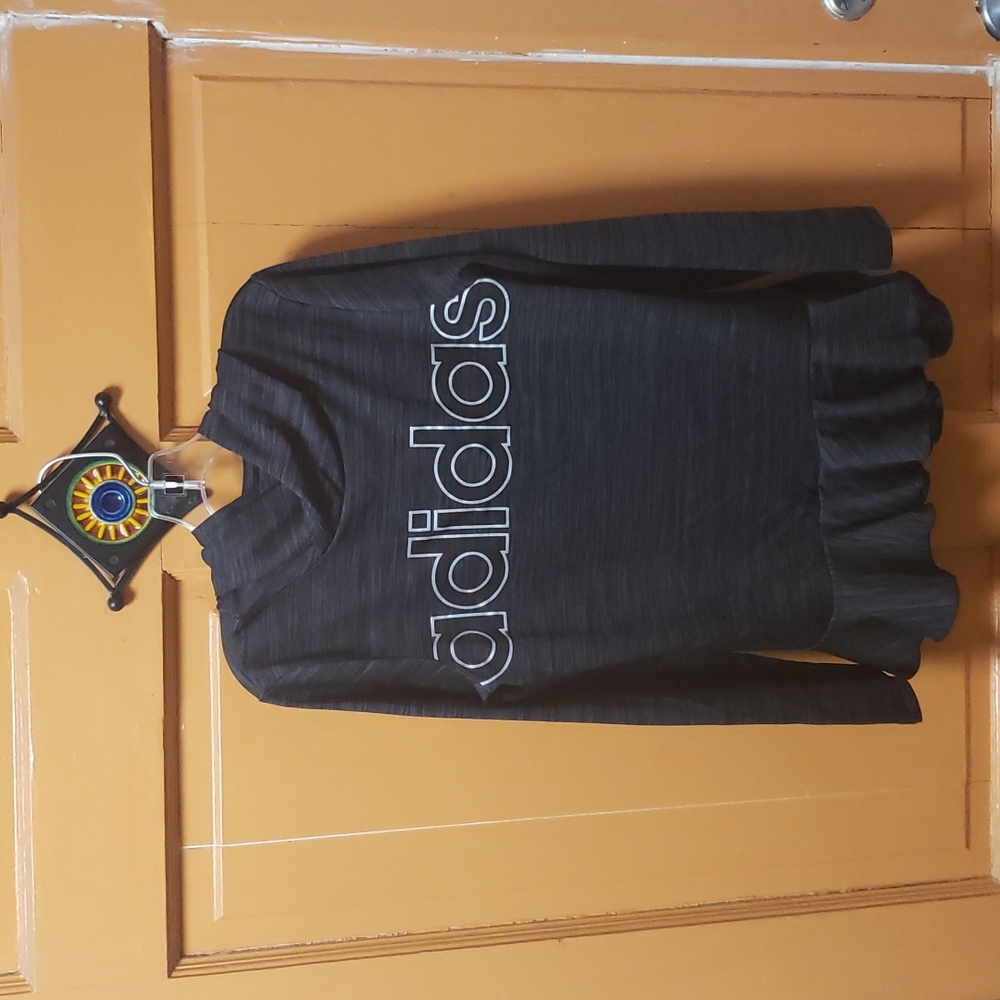 Adidas Black/Gray Hoodie Shirt Girl's M (10-12) EUC! Cute!